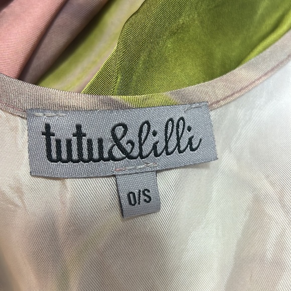 Tutu & Lilli silky tie dyed ruffle top blouse tunic boho hippie festival LG XL - Picture 9 of 12